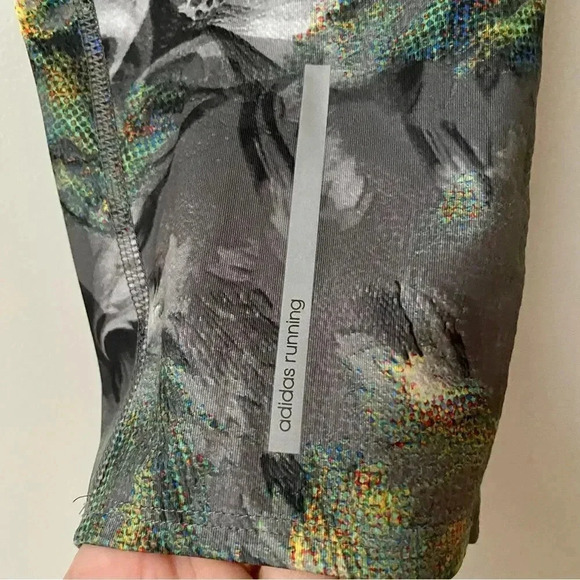 Adidas Energy Running Floral Crop Leggings Size Small Gray Climacool - Picture 7 of 13